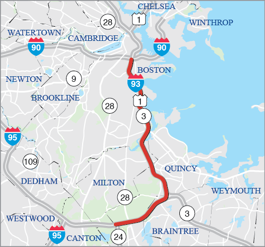 BOSTON, MILTON, AND QUINCY: INTERSTATE MAINTENANCE AND RELATED WORK ON INTERSTATE 93 